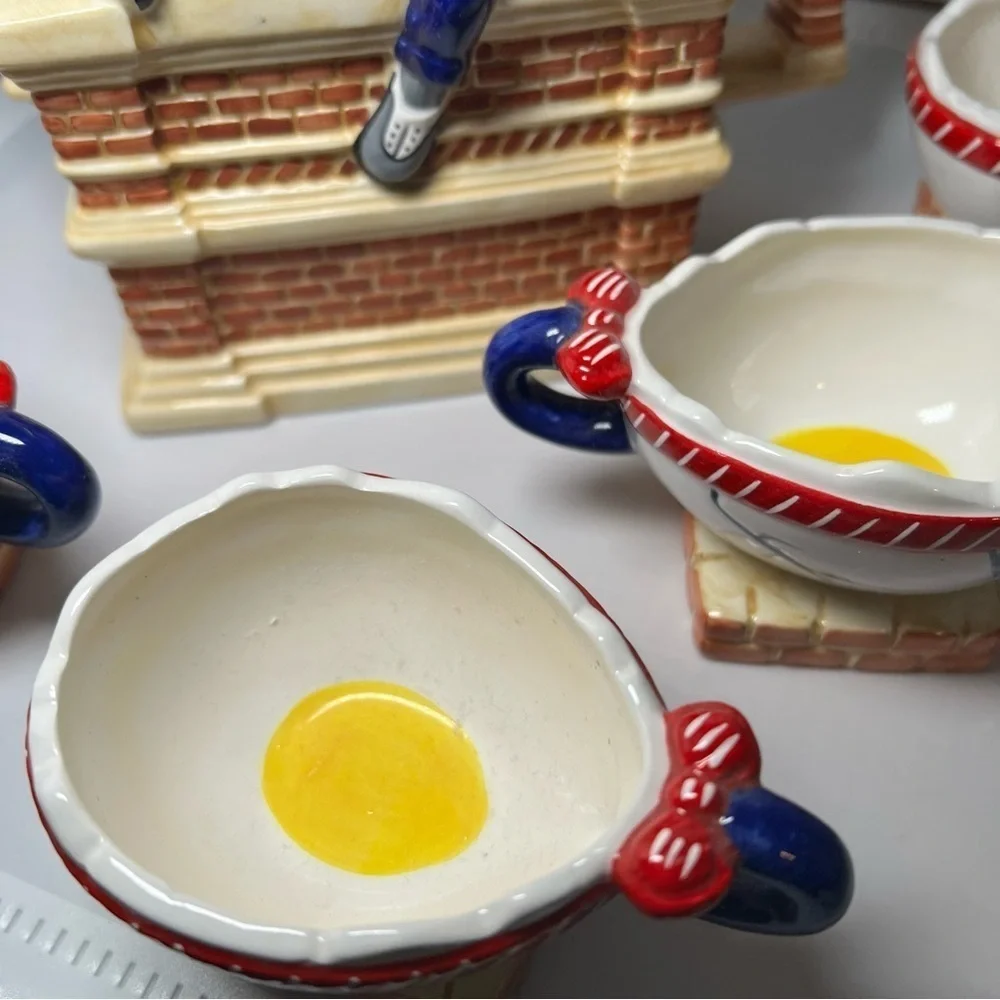 Dept. 56 Storybook “Humpty Dumpty” Handpainted Teapot & Cups